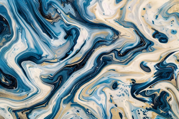 Marbled Pattern with Bold Swirls of Sapphire and Ivory