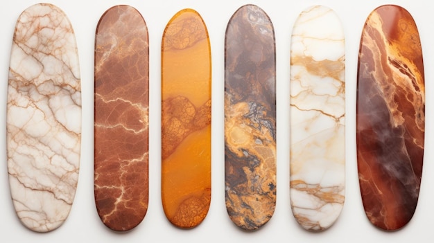 Marbled Surfboards Graphic Rockinspired Compositions In Warm Color Palettes