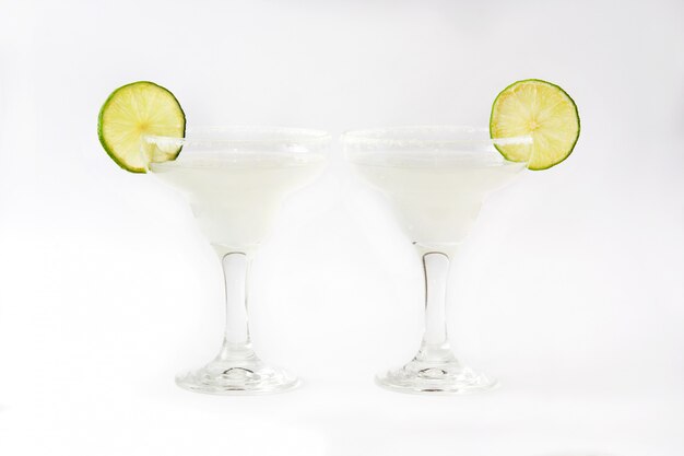 Margarita cocktail on white surface