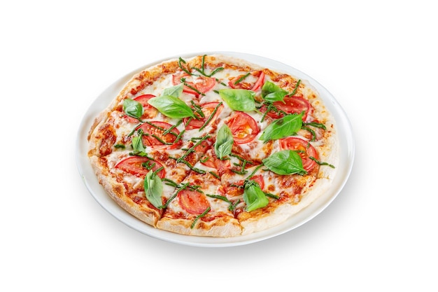 Margarita pizza on white isolated background