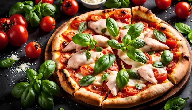 Margherita Chicken Pizza with Basil