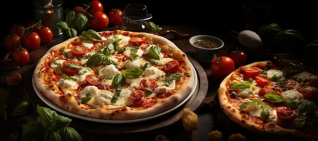 Margherita Pizza A simple and flavorful pizza topped with fresh tomatoes mozzarella cheese and basil leaves Generated with AI