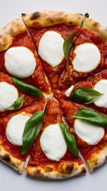 Photo margherita pizza with cheese basil and mozzarella