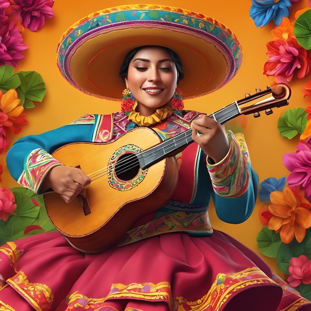 Mariachi music depicted through festive colorful celebrations