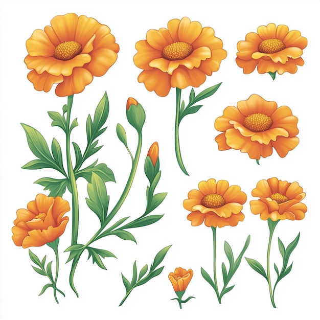 Photo marigold flower illustration