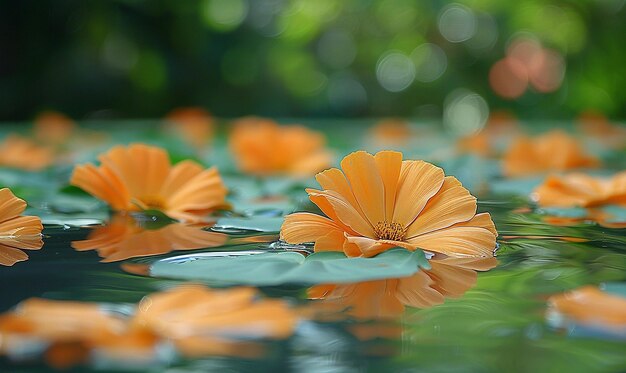 Marigold Petals Floating on Water Transparent Background PNG PSD