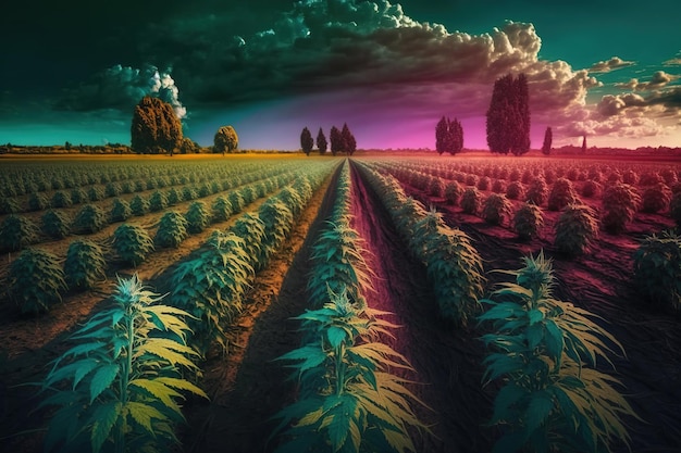 Marijuana cannabis farm agriculture field Generative backdrop