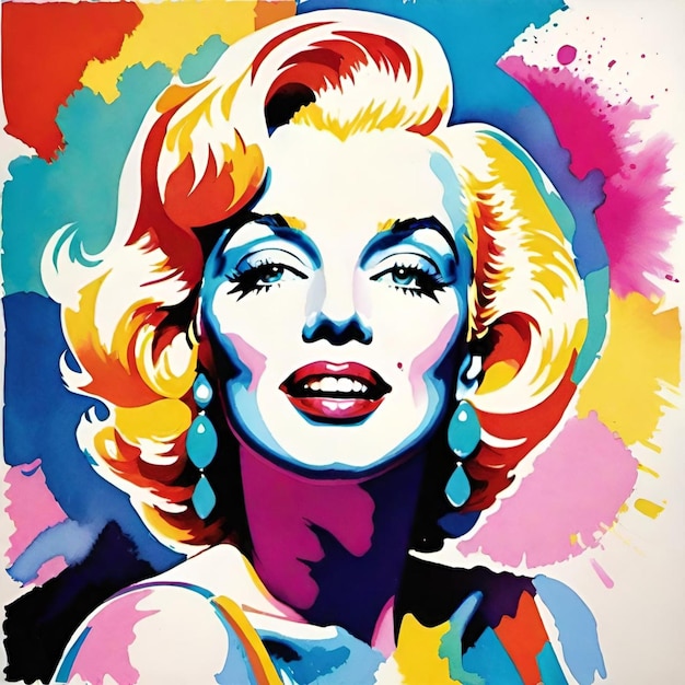 Marilyn Monroe colorful portrait watercolor style