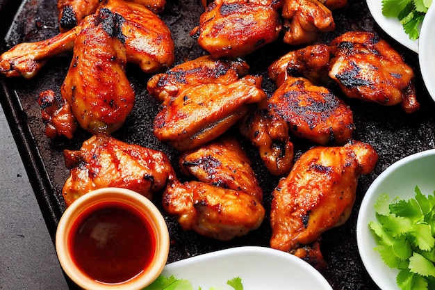 Marinated grilled bbq chicken on plate