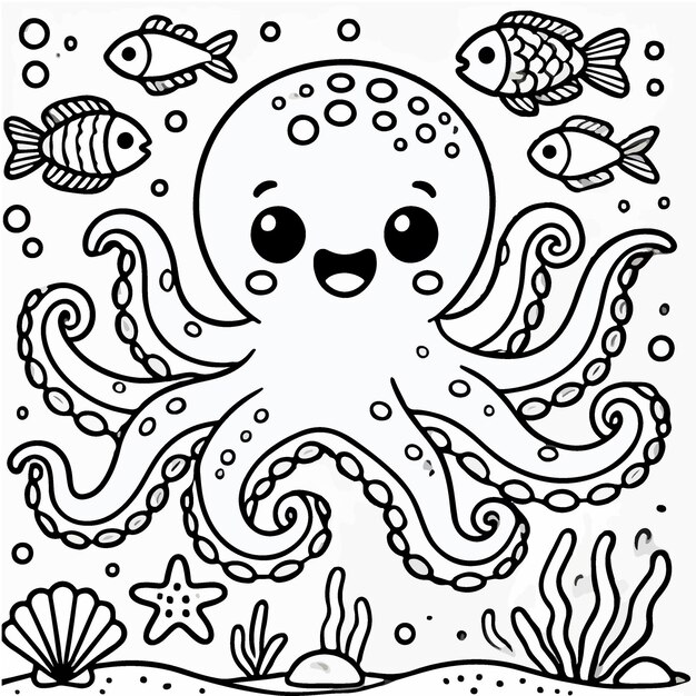 Photo marine animal theme coloring book design