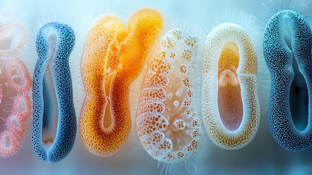 Photo marine aquatic plankton under microscope view