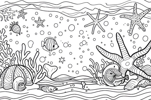 Photo marine background coloring book or coloring page for kids