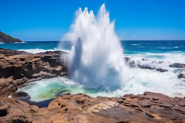 Marine Geyser in Action at Rug Natural Blowhole Spectacle