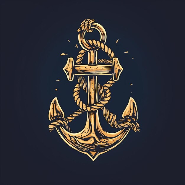 Photo marine retro emblems logo with anchor and rope anchor