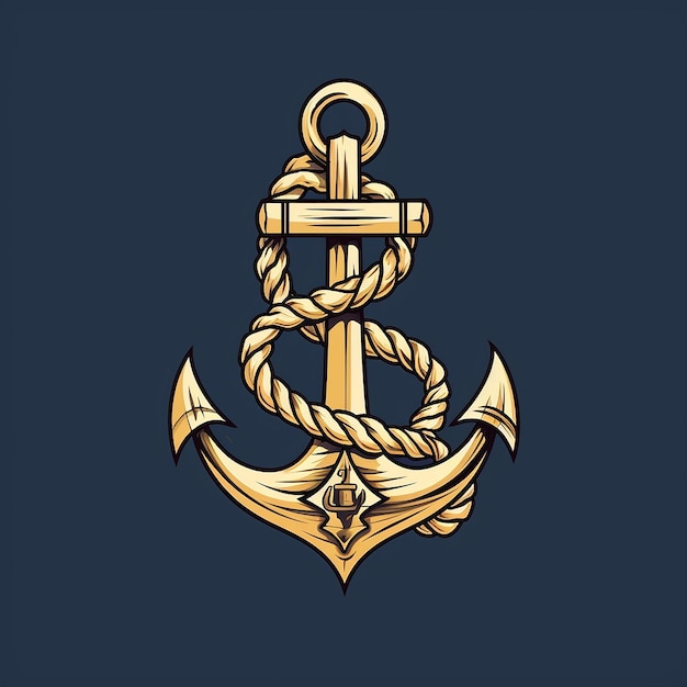 marine retro emblems logo with anchor and rope anchor