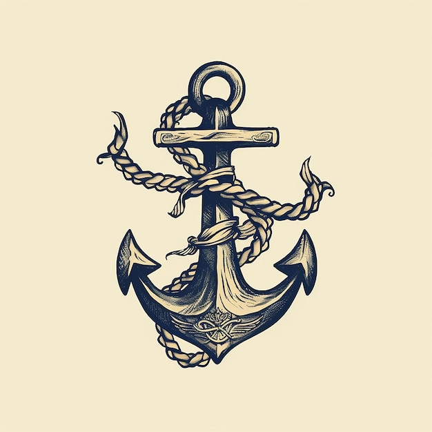 Photo marine retro emblems logo with anchor and rope anchor