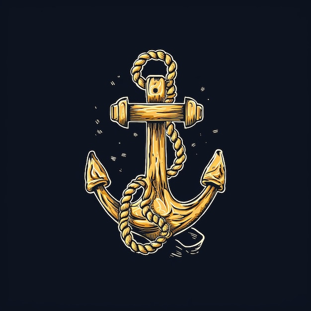 Photo marine retro emblems logo with anchor and rope anchor