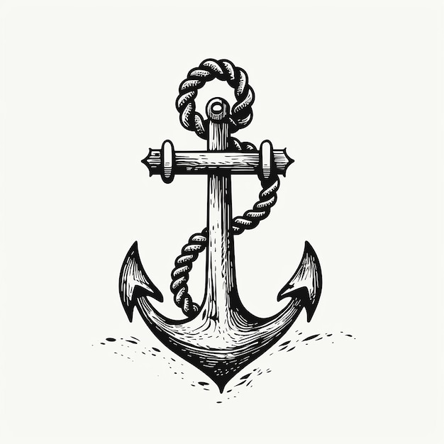 Photo marine retro emblems logo with anchor and rope anchor