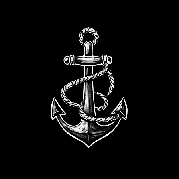 Photo marine retro emblems logo with anchor and rope anchor