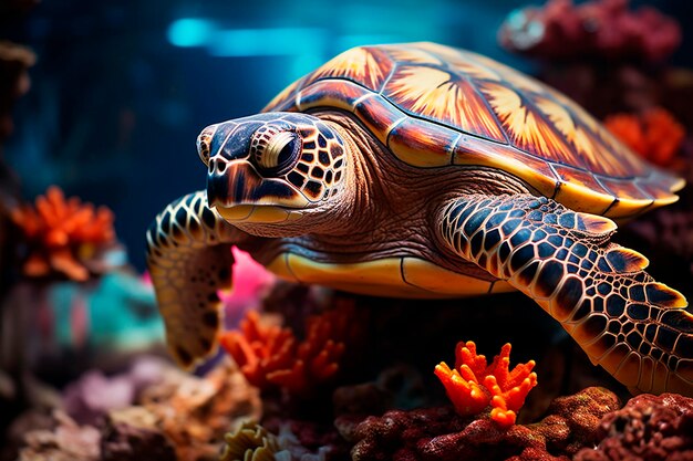 Marine turtle in the aquariumgenerative ai