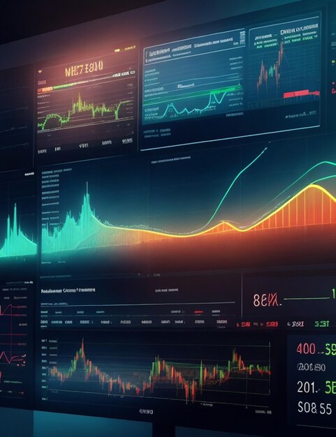 market business and trading concept with digital screen with financial chart graphs wallpaper