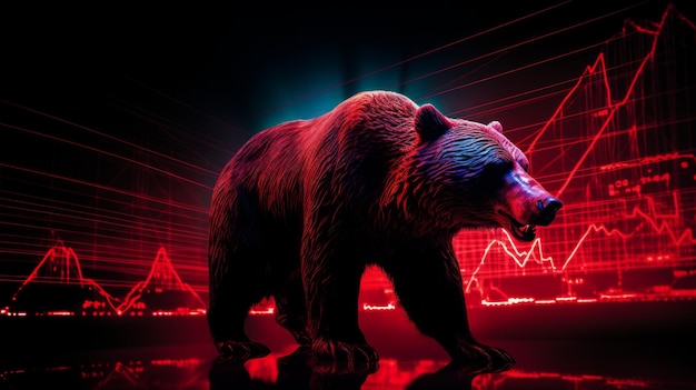 Market Forces Neon Bear and Stock Graphs