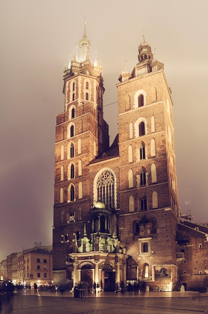 Market square in Cracow at night