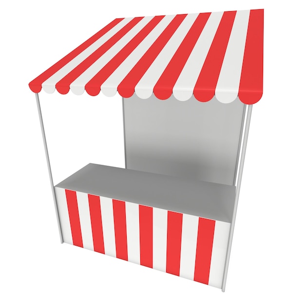 Market stand kiosk stall with striped awning for promotion sale