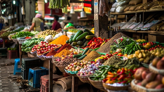 a market with many different vegetables including one that says quot fresh quot