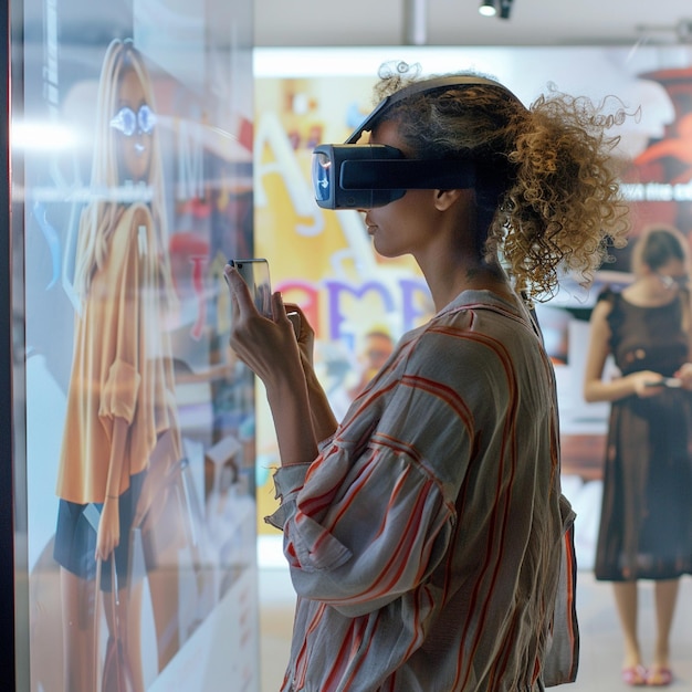 Photo a marketer using augmented reality to create and visualize immersive ad experiences