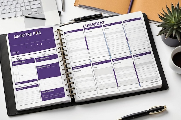 Photo marketing plan strategy calendar planner concept