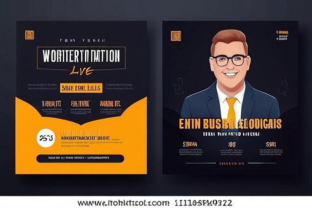 Photo marketing strategies live webinar banner invitation and social media post template business webinar invitation design