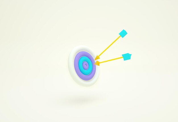 Photo marketing time concept target the business purple target and blue arrow on purple background