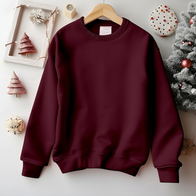 a maroon sweater with a tag that says  t - shirt