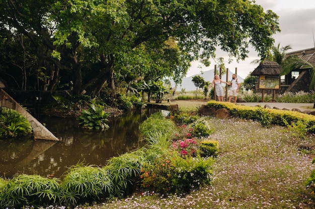 A married couple walks in casela Park on the island of Mauritius  Mauritius Island Safari Park