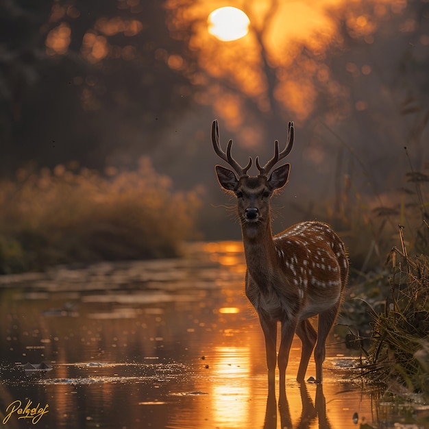 Photo marsh deer blastocerus dichotomus majestic deer in nature deer standing on field