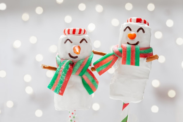 Marshmallow snowmen candies for christmas