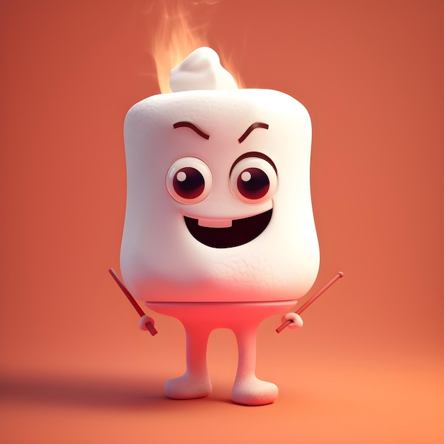 A marshmallow with eyes and a smile on it