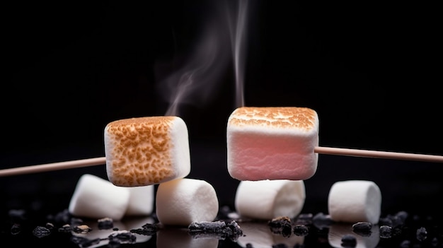 Marshmallows On A Stick Roasting