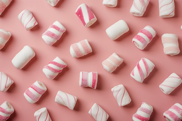 Photo marshmallows on tender pink background