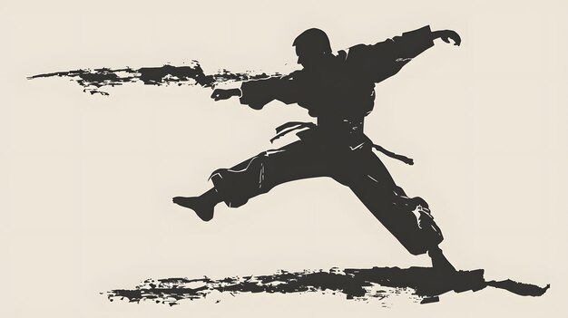 Photo martial artists silhouette side kick