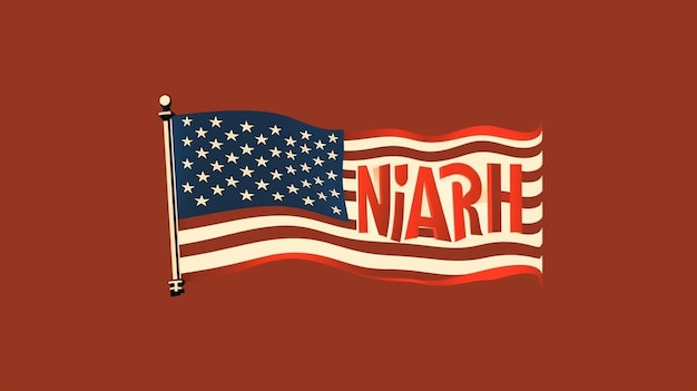 Martin Luther King Jr Day lettering and USA flag illustration Generative AI