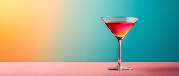 a martini glass with a colorful drink in it