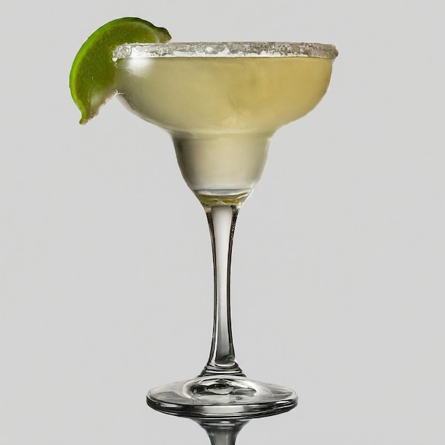 a martini glass with a lime wedge on it and a lime wedge on the top