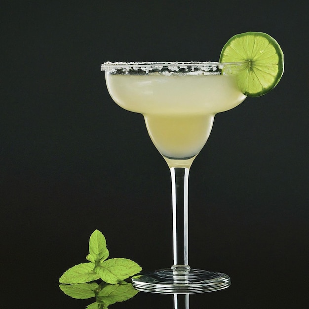 Photo a martini glass with a lime wedge on the side