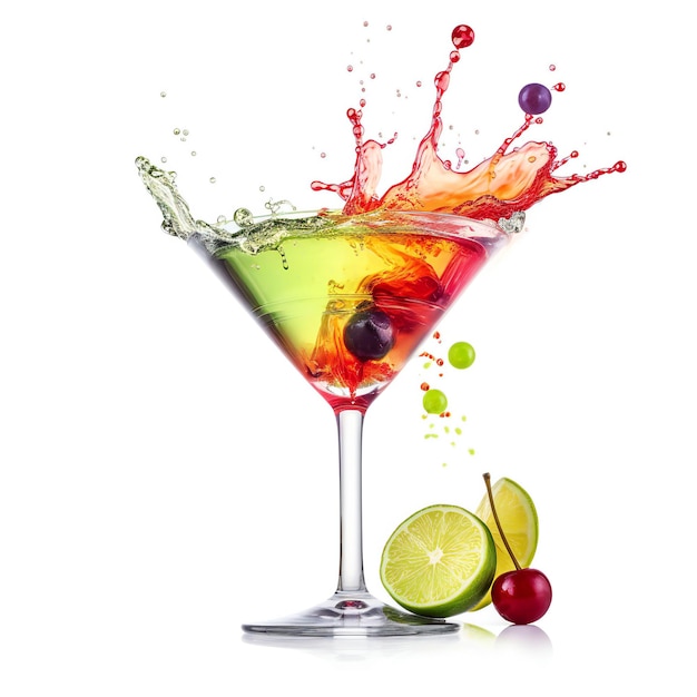 Martini with lime and cherry