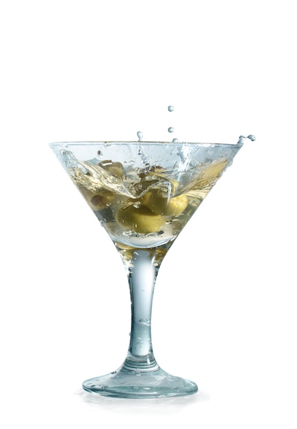 Martini with olives isolated on a white background