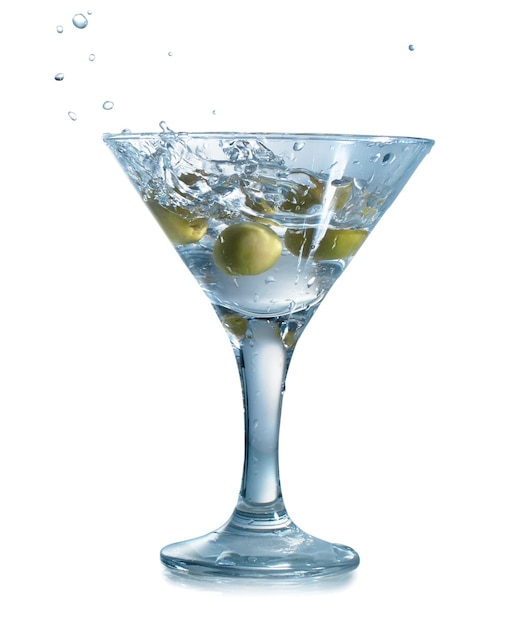 Martini with olives isolated on a white background