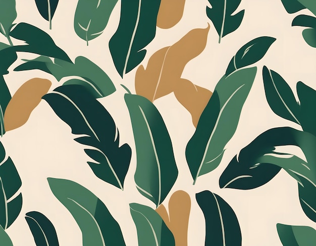 Martinique Inspired Seamless Banana Leaf Pattern Wallpaper