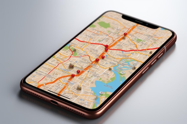 martphone with a delivery tracking app and map interface Generative AI